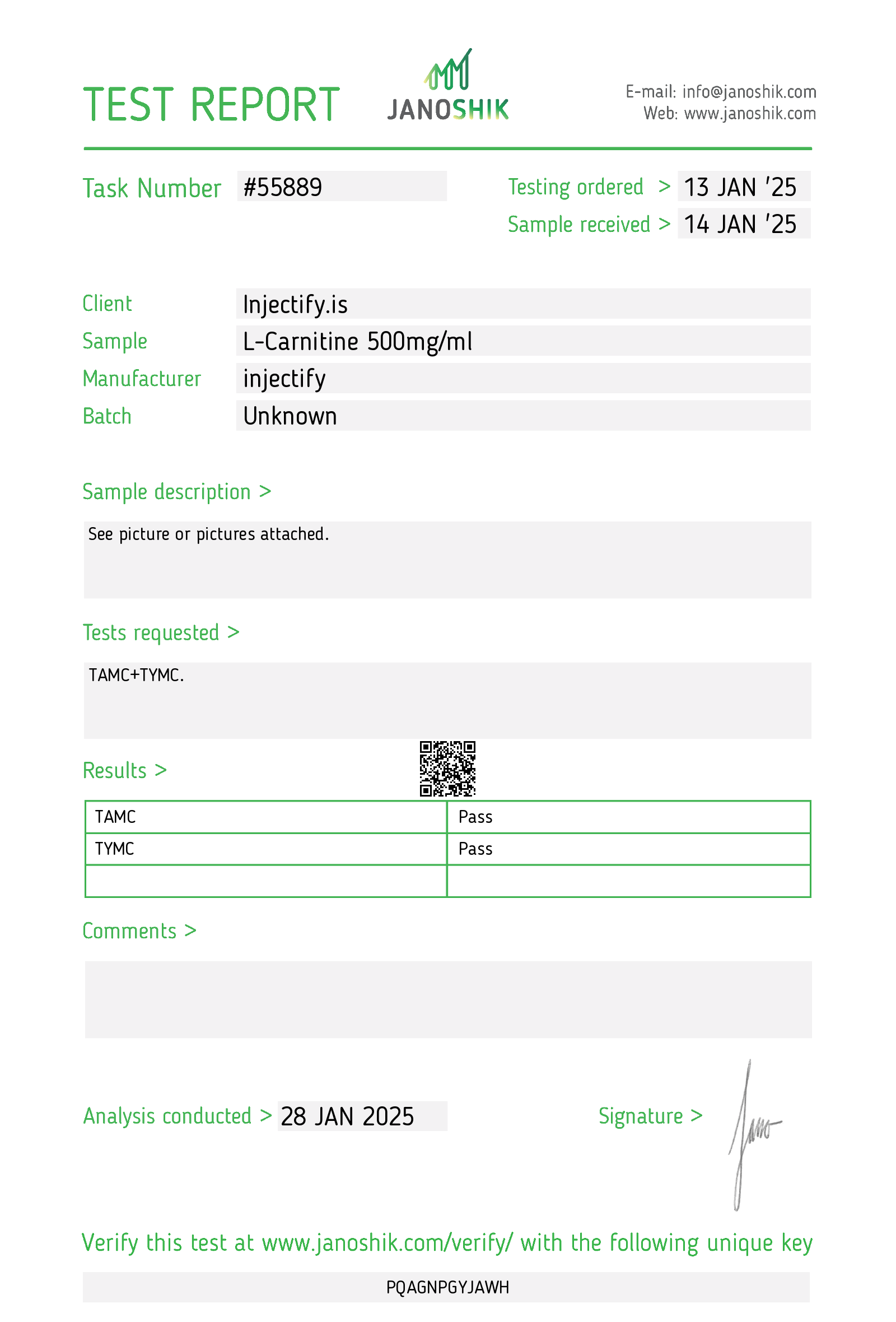 L-Carnitine Sterility Test Pass